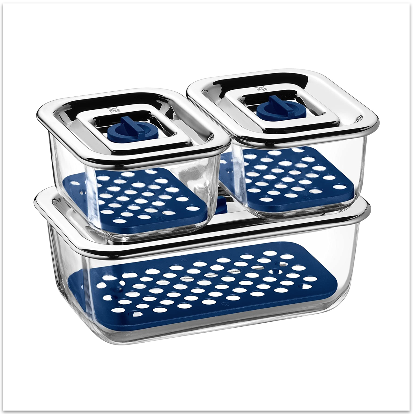 SNOWDVANCE Taper Cristal - Fiambreras Herméticas Vidrio para Alimentos,  Almacenaje Cocina con Tapa Ahorra Espacio, sin BPA - Pack 3