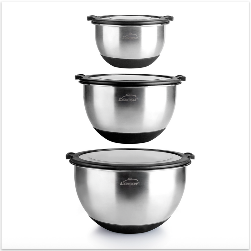 Conjunto 3 boles antideslizantes Inox con tapa