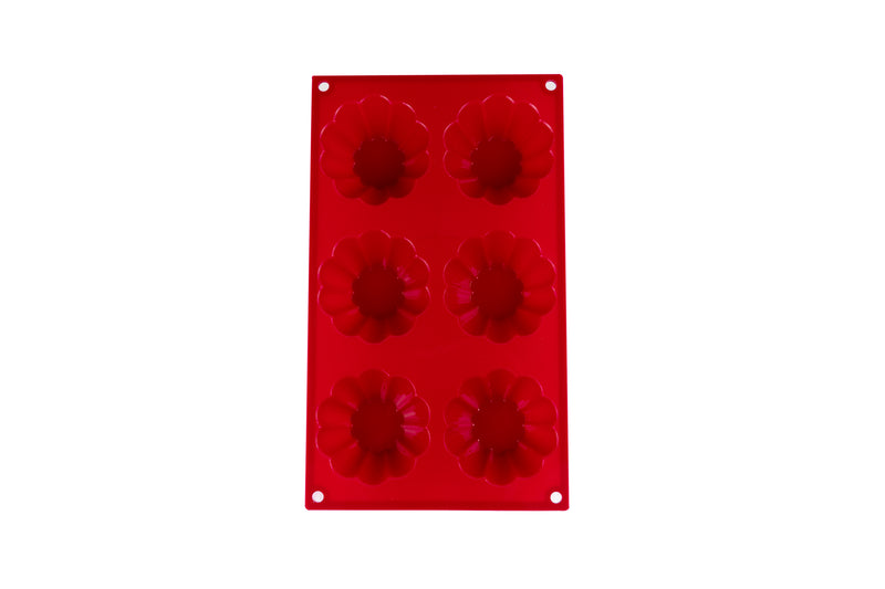 Tradineur - Pack de 6 moldes reutilizables para magdalenas antiadherentes,  100% silicona, 7 x 3 cm, moldes de horneado de colore